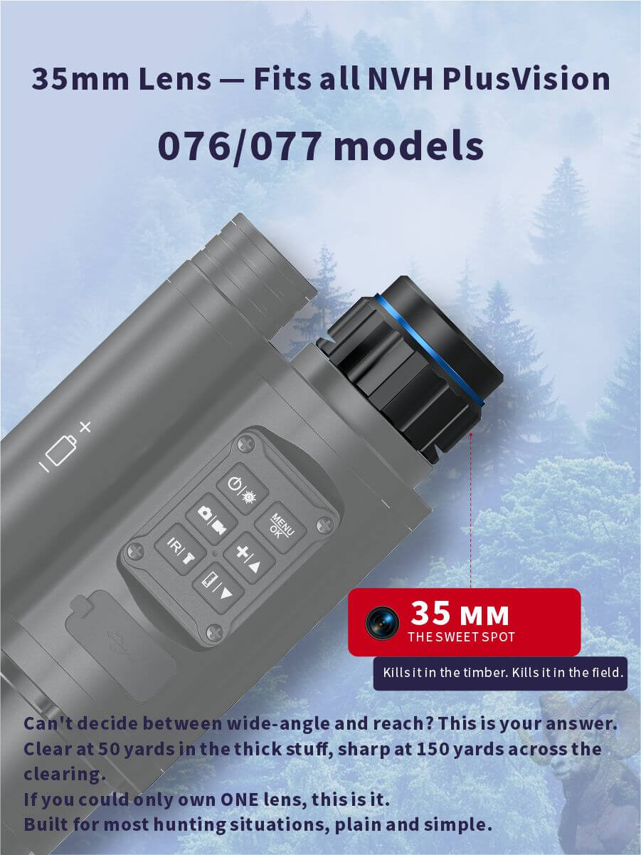 Interchangeable Objective Lenses – 25mm / 35mm / 50mm for NV-076/NV077 Night Vision Scopes