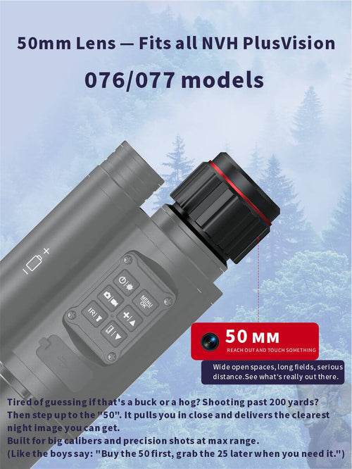 Interchangeable Objective Lenses – 25mm / 35mm / 50mm for NV-076/NV077 Night Vision Scopes